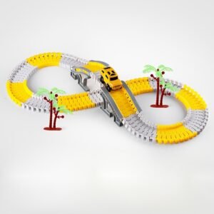 146pcs Electric Track Train Set with Engineering Cars, Digital Track System and PP Construction