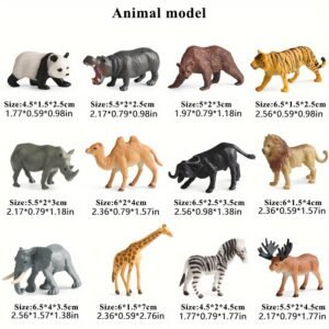 15860c83-a8ae-4e62-88e5-efbe43df4aa8.jpg 12pcs Wildlife Animal Figure Set with Tiger, Lion, Bear, Elephant and Buffalo for Learning Play