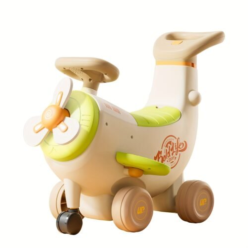 Kids Banana Shape Balance Bike with Push Handle, 3 in 1 Ride Glide and Push Modes, Storage Seat and Backrest