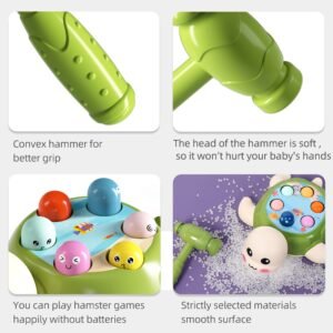 Turtle Hammer and Pounding Toy with Dual Hammers for Interactive and Multi Player Play