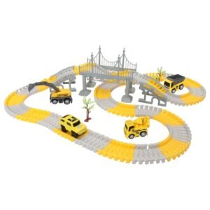 146pcs Electric Track Train Set with Engineering Cars, Digital Track System and PP Construction