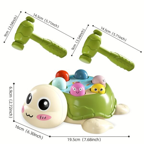 Turtle Hammer and Pounding Toy with Dual Hammers for Interactive and Multi Player Play