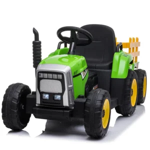 Ride On Tractor with Dual Motors, LED Lights and Detachable Rear Bucket