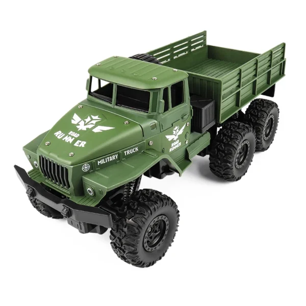 ZWN 1:16 2.4G Aluminum Alloy Six Wheel Military RC Truck with Lights Outdoor Remote Control Cars Toys Gift for Children