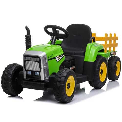 Ride On Tractor with Dual Motors, LED Lights and Detachable Rear Bucket
