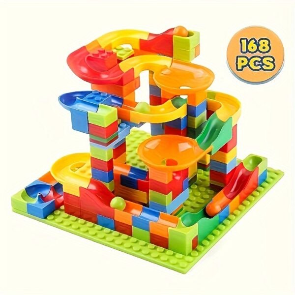 1 Set of Assembly Slide Block Toy, Including 168pcs Building Blocks and 1 Base Plate, DIY Educational Toy