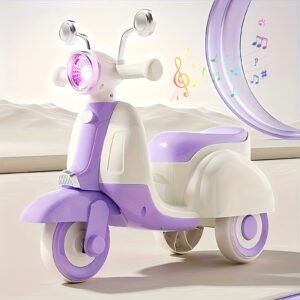 Kids Ride On Motorcycle Scooter with Lights, Music and Balance Function, Ultra Slim Design