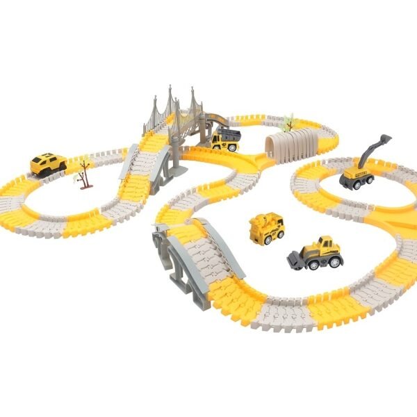 146pcs Electric Track Train Set with Engineering Cars, Digital Track System and PP Construction