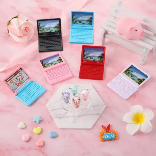 Mypink Miniature Cartoon Simulation Laptop Mini Model Toy Doll House Home Scene Decoration Props MY