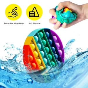 GeeToy Soothing Sensory Toys Rainbow Fidget Toys Silicone Push Bubble Stress Reliever Toys for Kids