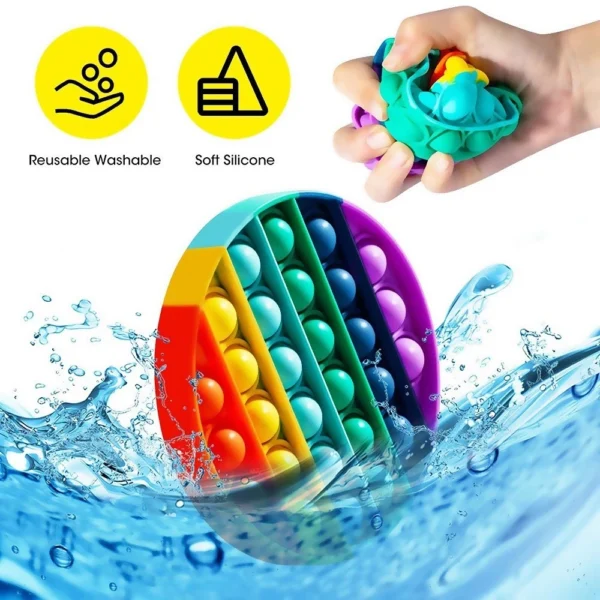 GeeToy Soothing Sensory Toys Rainbow Fidget Toys Silicone Push Bubble Stress Reliever Toys for Kids
